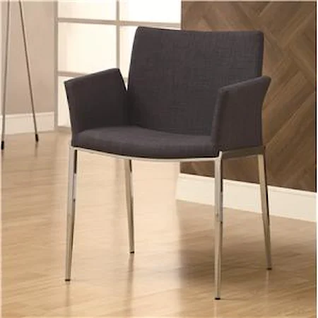 Charcoal Upholstered Dining Chair with Chrome Legs